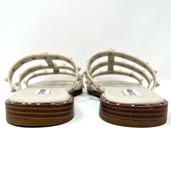 Steve Madden Muni Bone White Vegan Leather Strappy Pyramid Studded Sandals 9 - Picture 9 of 10